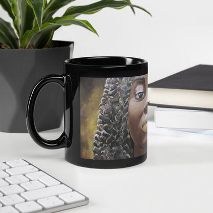Little Black Girl Black Glossy Mug